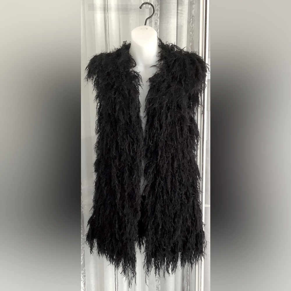 BCBG MaxAzria Open Front Sweater Vest Shaggy Cardigan